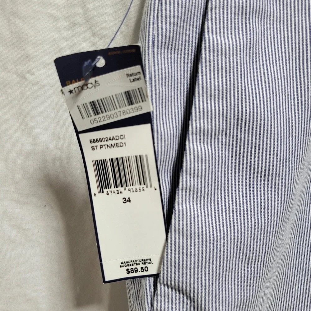 Polo Ralph Lauren‎ Shorts Mens Size 34 Blue White Stripe 100% Cotton NWT